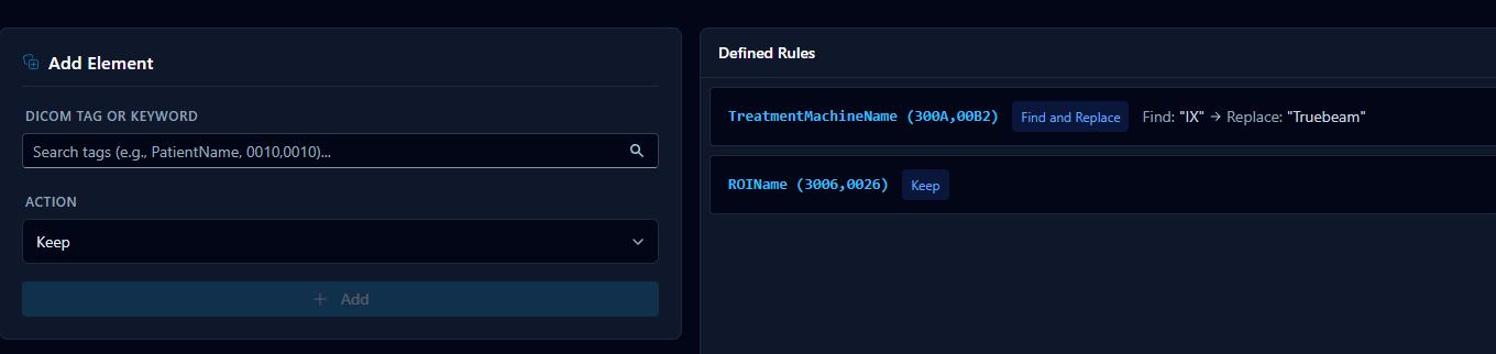 Custom DICOM Element Rules